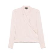 Blush Pink V-Hals Langarmet Skjorte