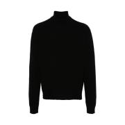 Svart Strikket Crew Neck Genser