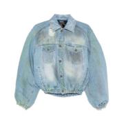 Denimjakke med Distressed Effekt