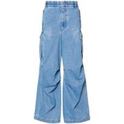 Denim Cargo Bukser med Elastisk Midje