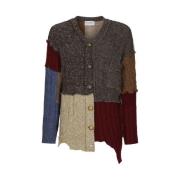 Multifarget Patchwork Distressed Cardigan