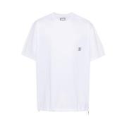 Hvit Bomull Jersey Crew Neck T-skjorte