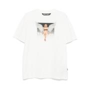 Hvit Crew Neck Drop Shoulder T-skjorte