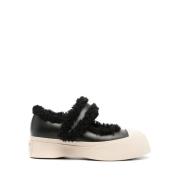 Svart Faux-Fur Trim Sneakers