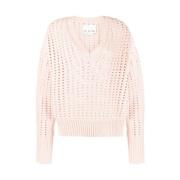 Rose Pink Cashmere V-Hals Genser