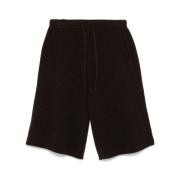 Brun Ullstrikk Bred Ben Shorts