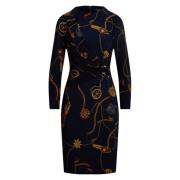 Blå Lauren By Ralph Lauren Navy Multi Jersey Three-Quarter Dress Kjole...