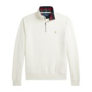 Hvit Fleece Sweatshirt med Twill Fôr