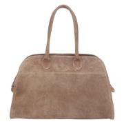 Beige Satchel Håndveske for kvinner laget av Premium Italiensk Velour