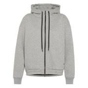 Grå Melange Zip-Through Hoodie for Kvinner