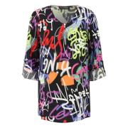 Fargerik Graffiti Print Bluse