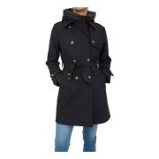 Stilig Svart Parka Trench Coat