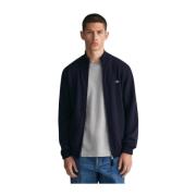 Marine Superfine Lambswool Zip Cardigan