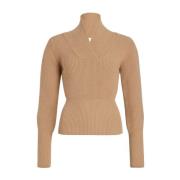 Beige Merino Ull Strikket Genser