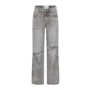 Grå Wide Leg Distressed Jeans