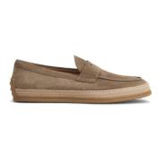 Brune Semskede Penny Loafers med Gummipebble-detaljer