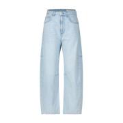 High Rise Barrel Jeans med Ripped-detaljer