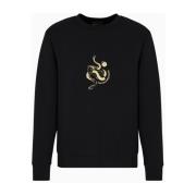 Svart Sweatshirt med Intrikat Broderi