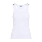 Hvit Ribbet Tank Top Stilige Spenner