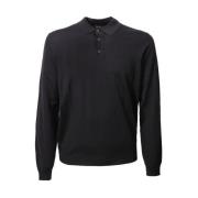 Sort langermet slim fit polo