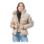 Beige Quiltet Kåpe med Avtagbar Vest