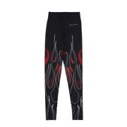 Flames Print Svart/Rød Leggings Kvinner