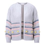 Stripete Cardigan med Pompoms