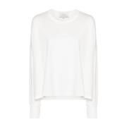 Hvit Bomull Jersey Crew Neck T-skjorte