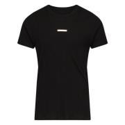 Sort Ribbet Crew-Neck T-skjorte Italia