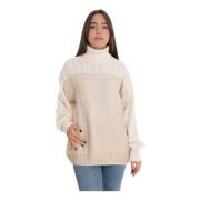 Turtleneck Kabelstrikket Pullover Sweater