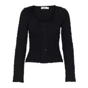 Feminin Svart Cardigan Strikkeplagg