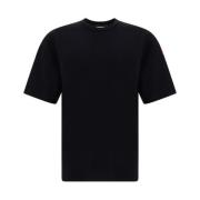 Monokrom Bomull T-skjorte med Ribbet Crew Neck