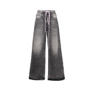 Sorte Wide Leg Jeans med Lommer