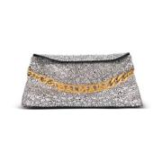 1945 Myk semsket skinn og rhinestone clutch