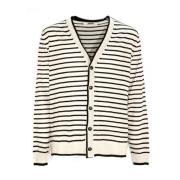 Stripete V-hals Cardigan Genser