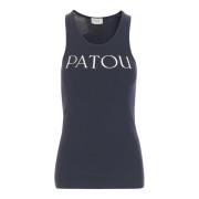 Logo Tank Top Navy White Cotton