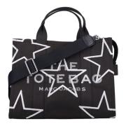 Svart Star Canvas Tote Bag