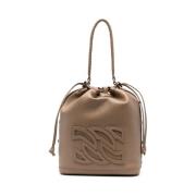 Taupe Bucket Bag med Snøring Lukking