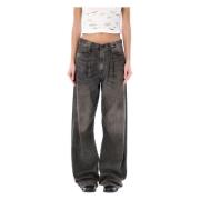 Damon Pleated Wide Leg Jeans