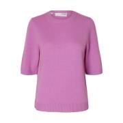 Rosa Selected Femme Slfcille 2/4 Knit O-Neck Gensere