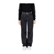 Sort Baggy Jeans med Elastan