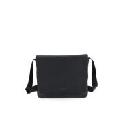 Sort Skinn Crossbody Veske