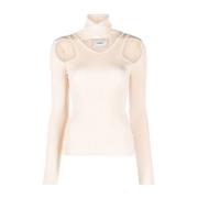 Beige Strikket Genser Casual Sweater