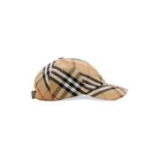 Rutete Baseballcaps Beige Bomull