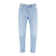 Jeans i lysvasket denim med tapered passform