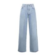 Avslappet Wide-Leg Stonewashed Denim Jeans