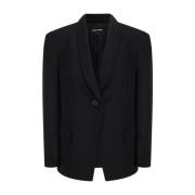 Klassisk Ull Blazer Jakke Enkelt-Knapp Lukking