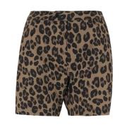 Leo Pattern Elastisk Liv Casual Shorts