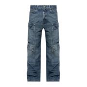 Double Cargo Pocket Denim Pants