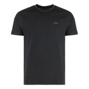 Ribbet Bomull Crew-Neck T-skjorte